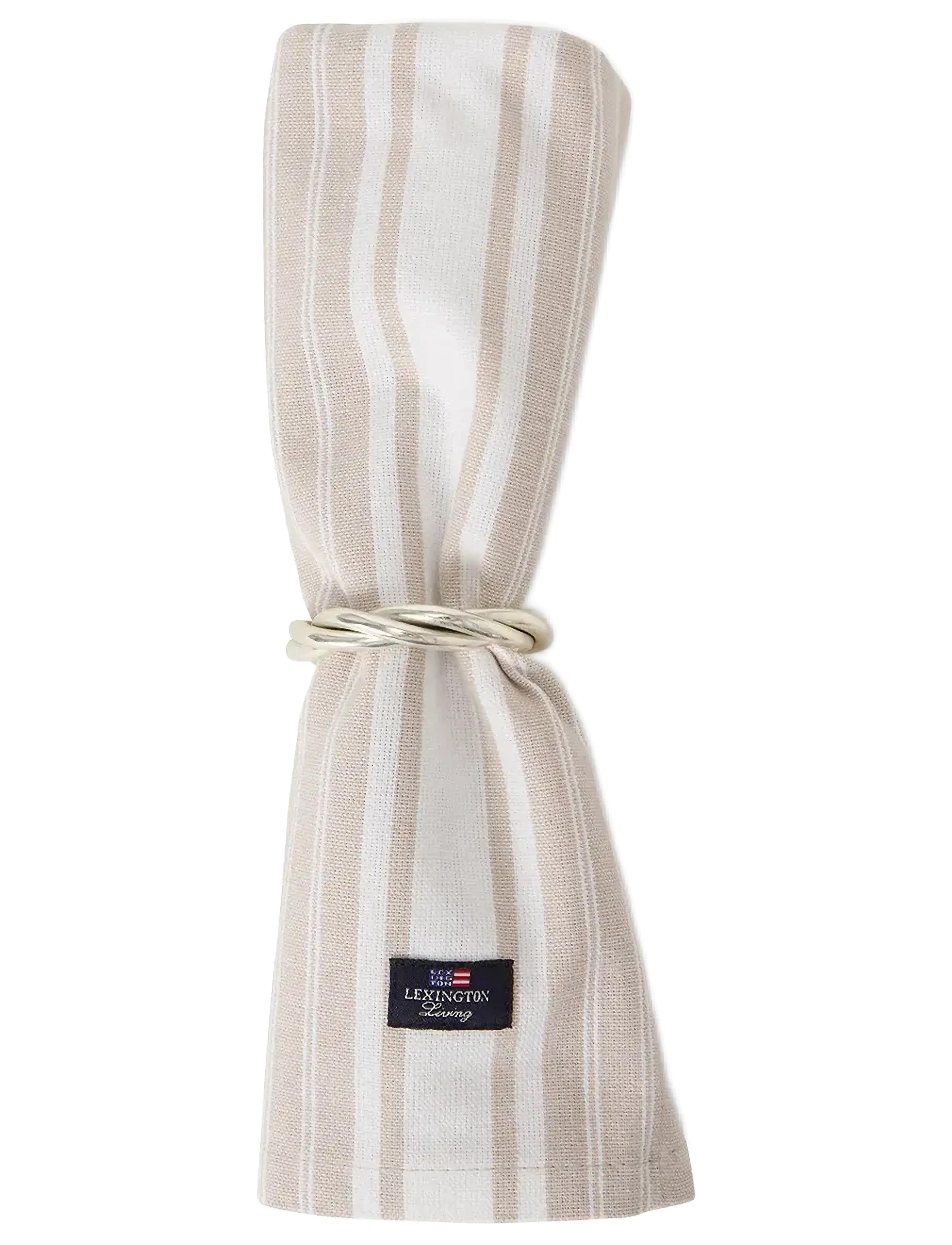 Lexington Home - Icons Striped Org Cotton Oxford Napkin - stoffservietten - beige/white - 1