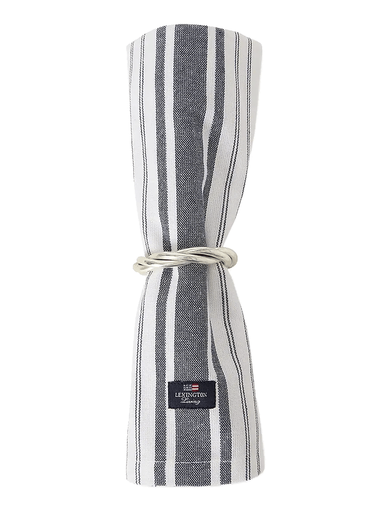 Lexington Home - Icons Striped Org Cotton Oxford Napkin - tygservetter - dress blue/white - 1