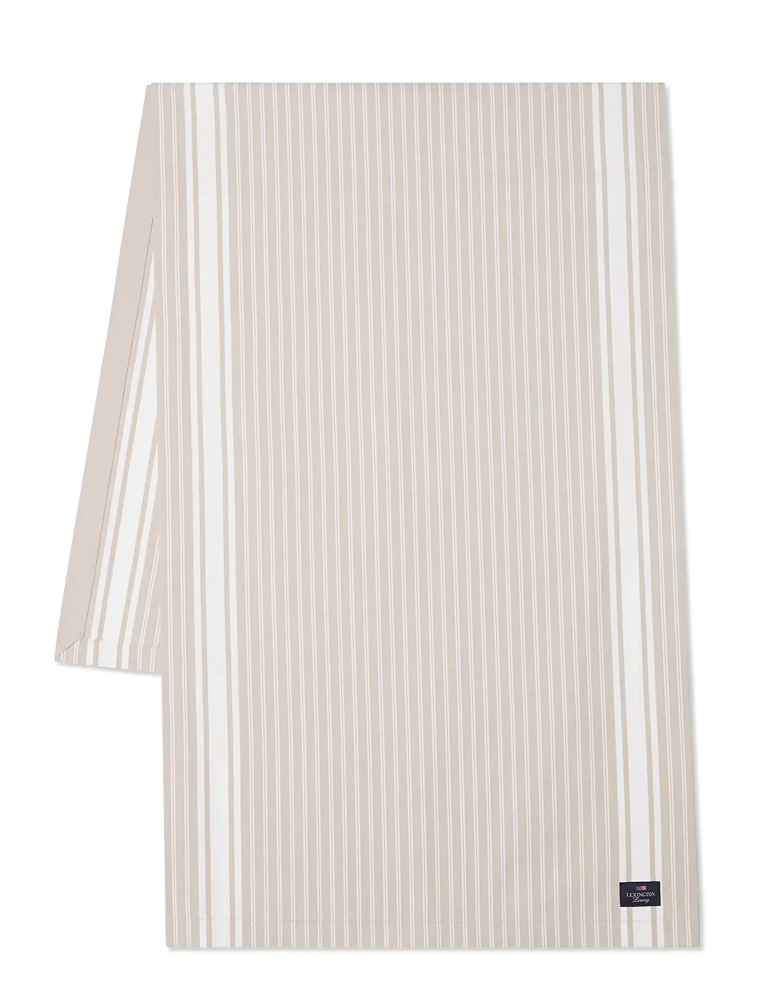 Lexington Home Icons Striped Org Cotton Oxford Runner, 50X250, Kitchen Textiles, Beige - Tablecloths & Table Runners, Homeware