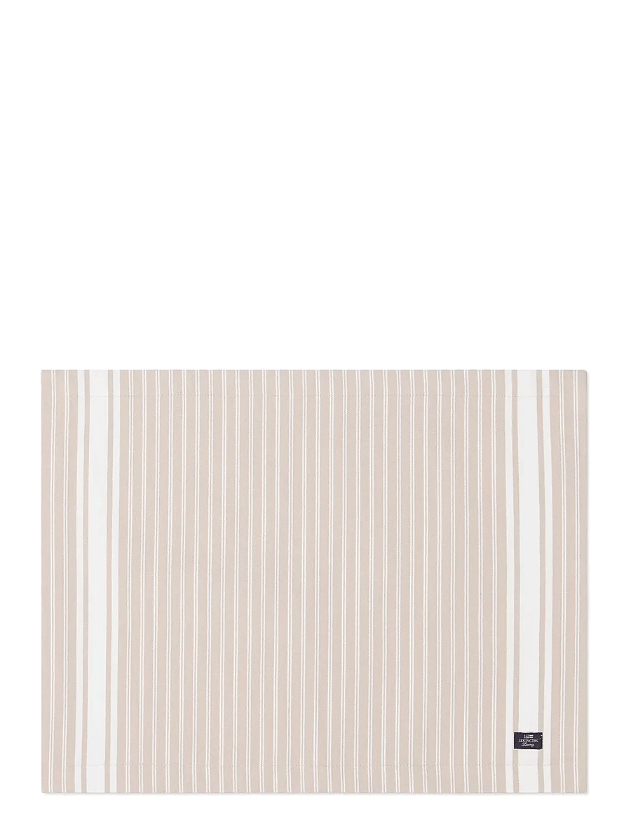 Lexington Home - Icons Striped Org Cotton Oxford Placemat - stalo kilimėliai - beige/white - 0
