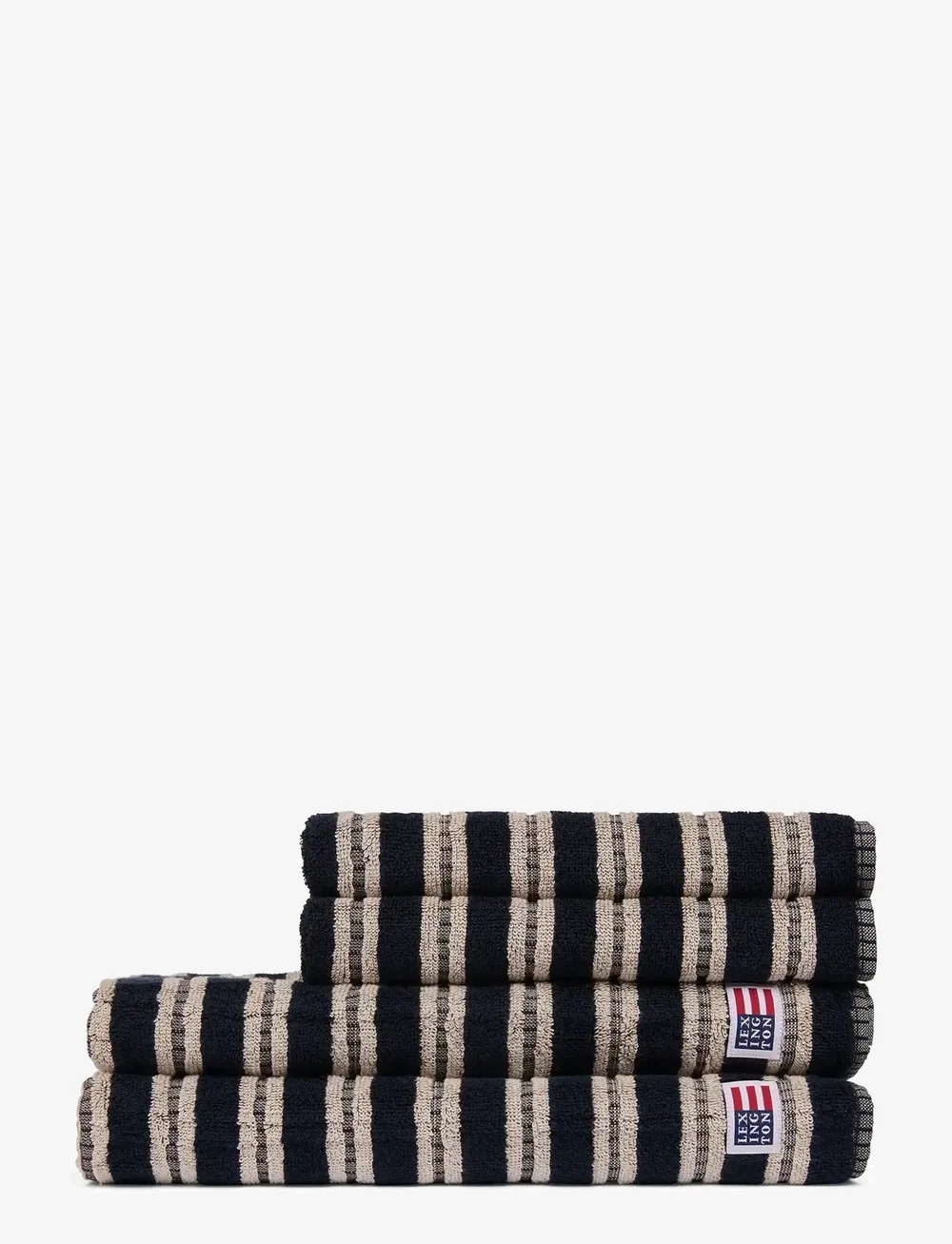 Lexington Home - Striped Terry Towel Blackish Navy/Lt Beige - badlakan - blackish navy/lt beige - 0