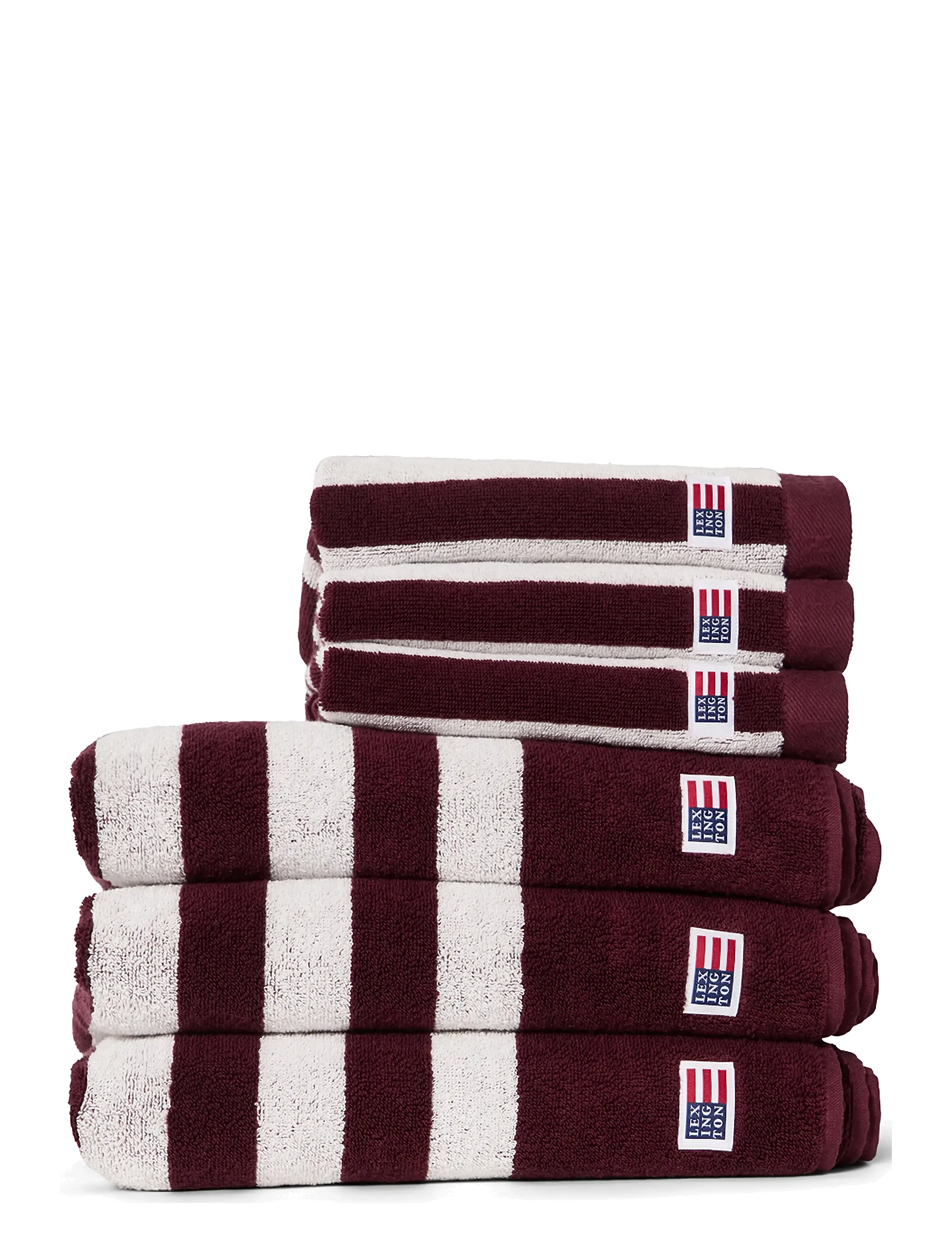 Lexington Home Striped Terry Towel Fig/Snow White - Lexington Clothing - FIG/SNOW WHITE / burgundy