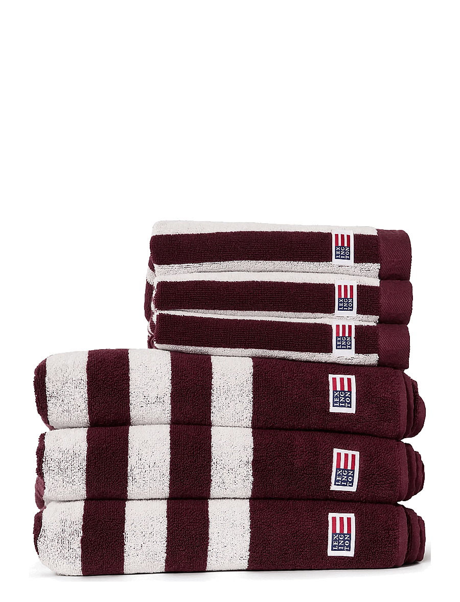 Lexington Home - Striped Terry Towel Fig/Snow White - handtücher & badetücher - fig/snow white - 0
