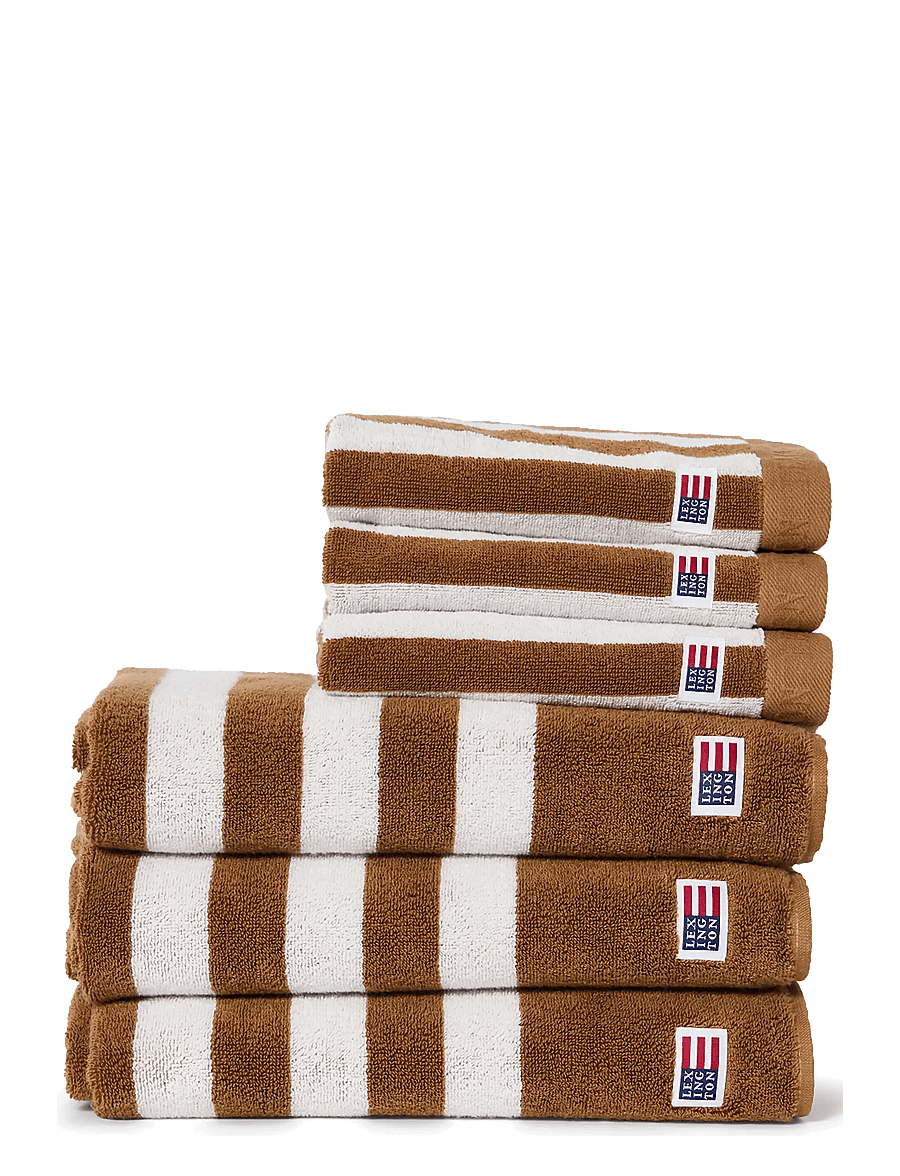 Lexington Home - Striped Terry Towel Fudge/Snow White - handtücher & badetücher - fudge/snow white - 0