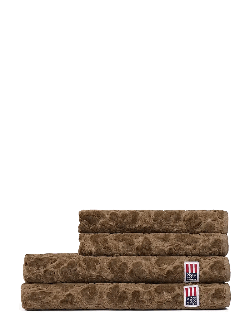 Lexington Home - Velour Jacquard Leaves Towel Olive - badehåndklæder - olive - 0