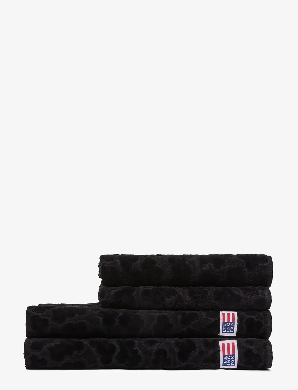 Lexington Home - Velour Jacquard Leaves Towel Black - bath towels - black - 0