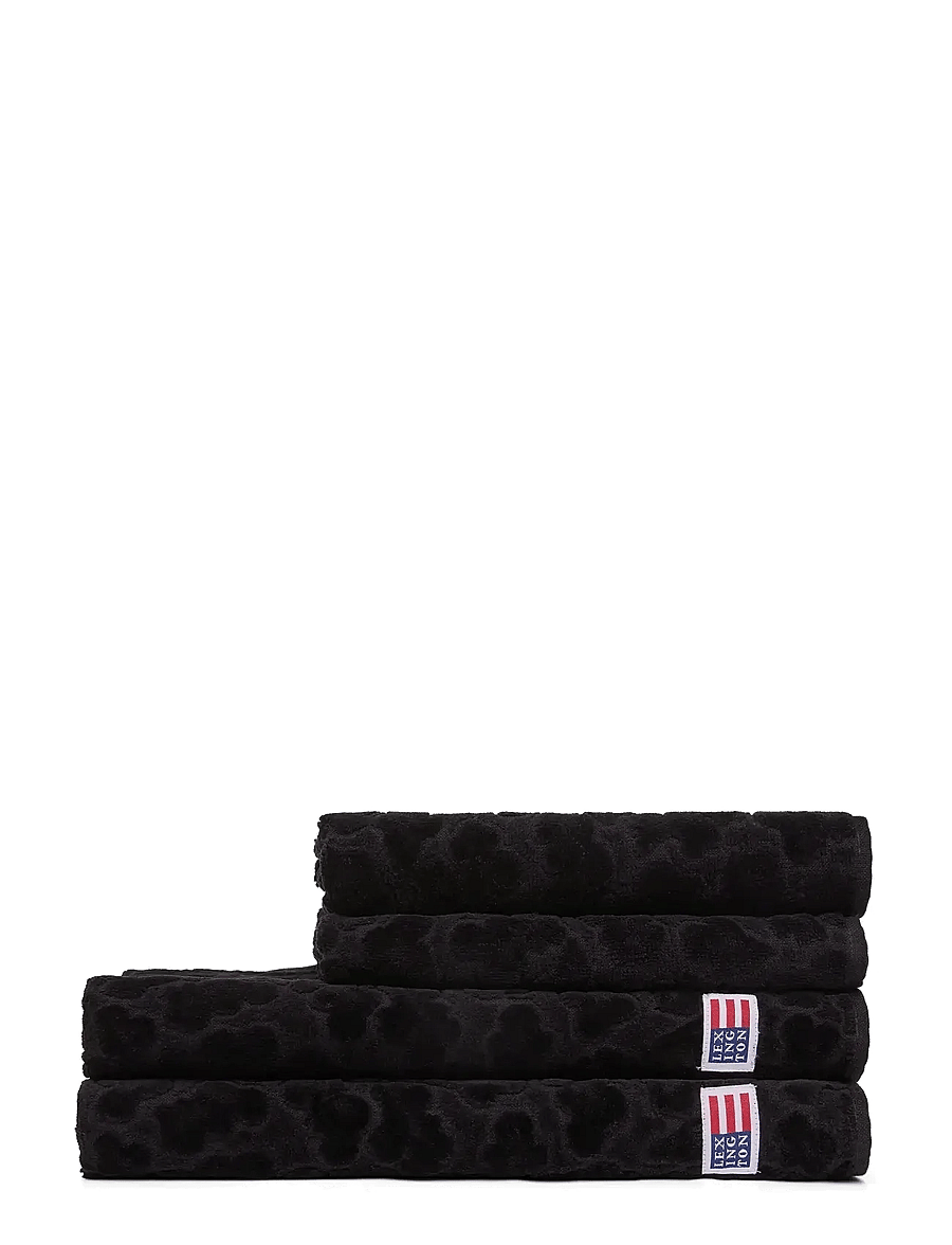 Lexington Home - Velour Jacquard Leaves Towel Black - black - 0