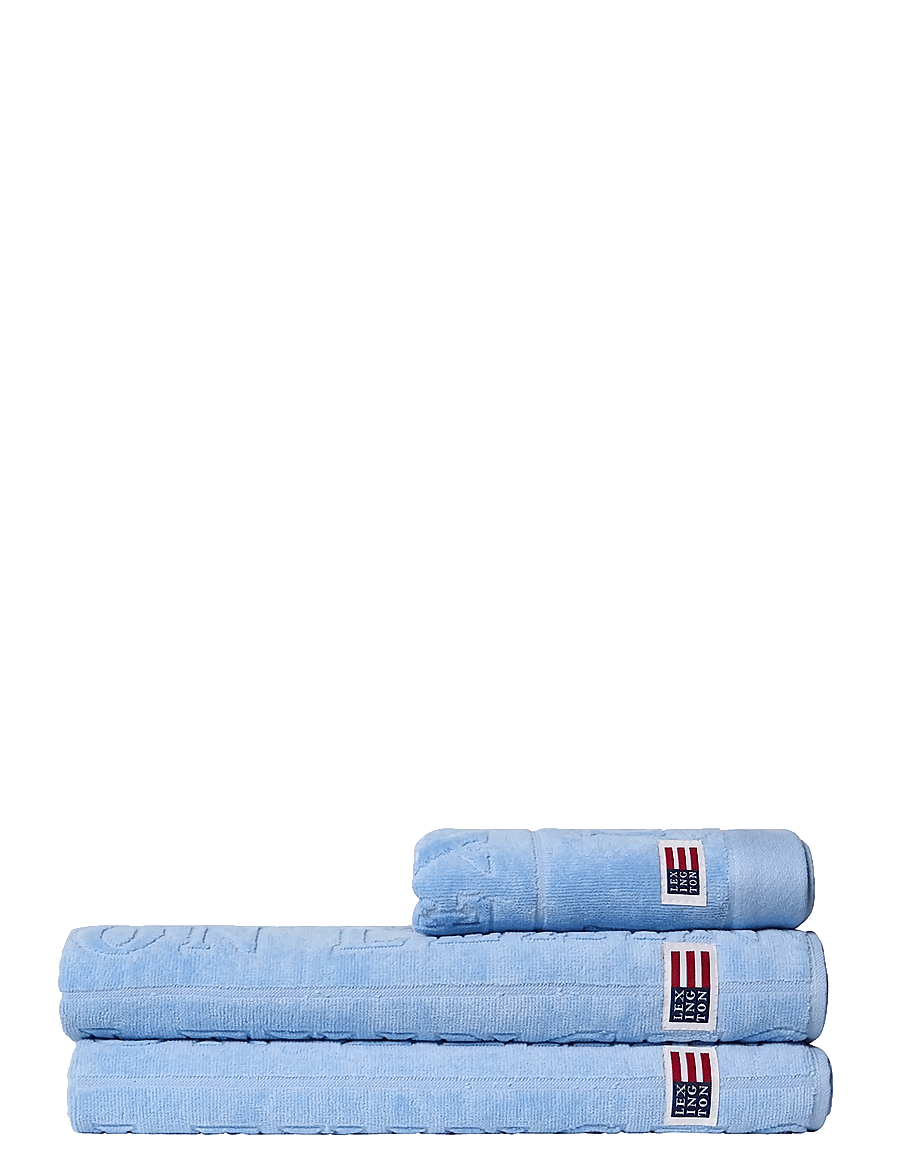 Lexington Home - Velour Jacquard Logo Towel Blue Sky - handtücher & badetücher - blue sky - 2