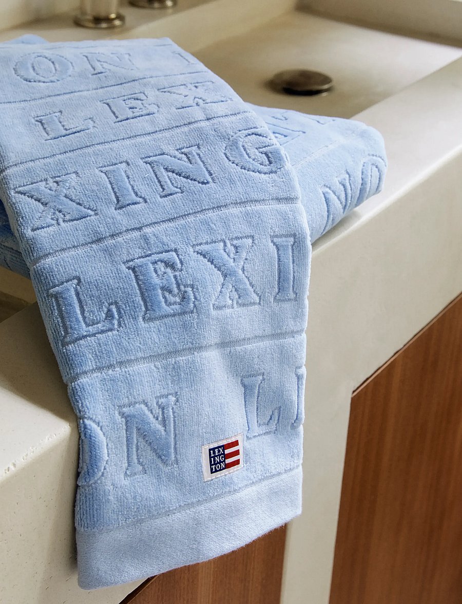 Lexington Home - Velour Jacquard Logo Towel Blue Sky - handtücher & badetücher - blue sky - 0