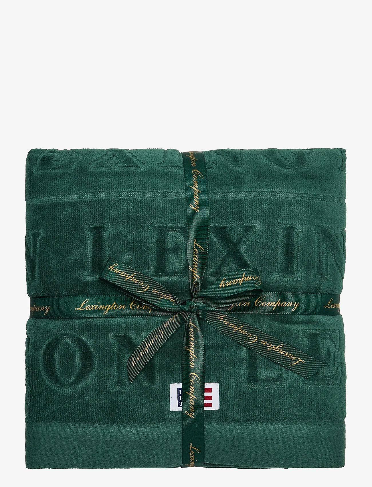 Lexington Home - Velour Logo Towel 50x70+70x130 Set of 2+2 Juniper - badehåndklæder - juniper green - 0