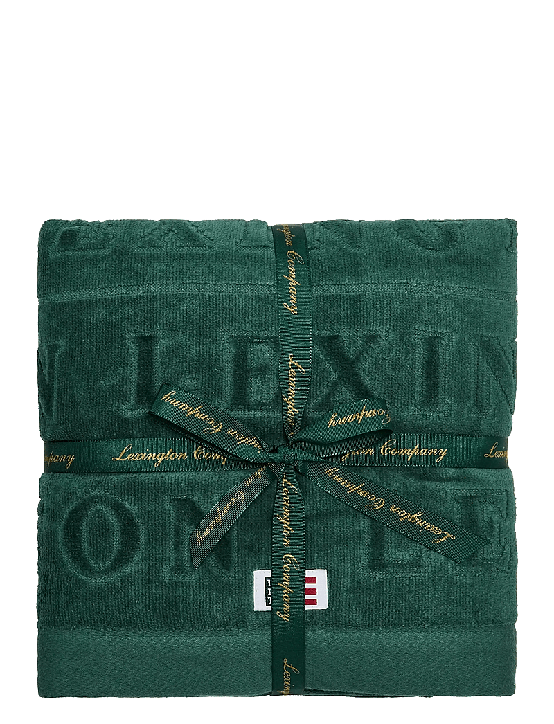 Lexington Home - Velour Logo Towel 50x70+70x130 Set of 2+2 Juniper - badehåndklæder - juniper green - 0
