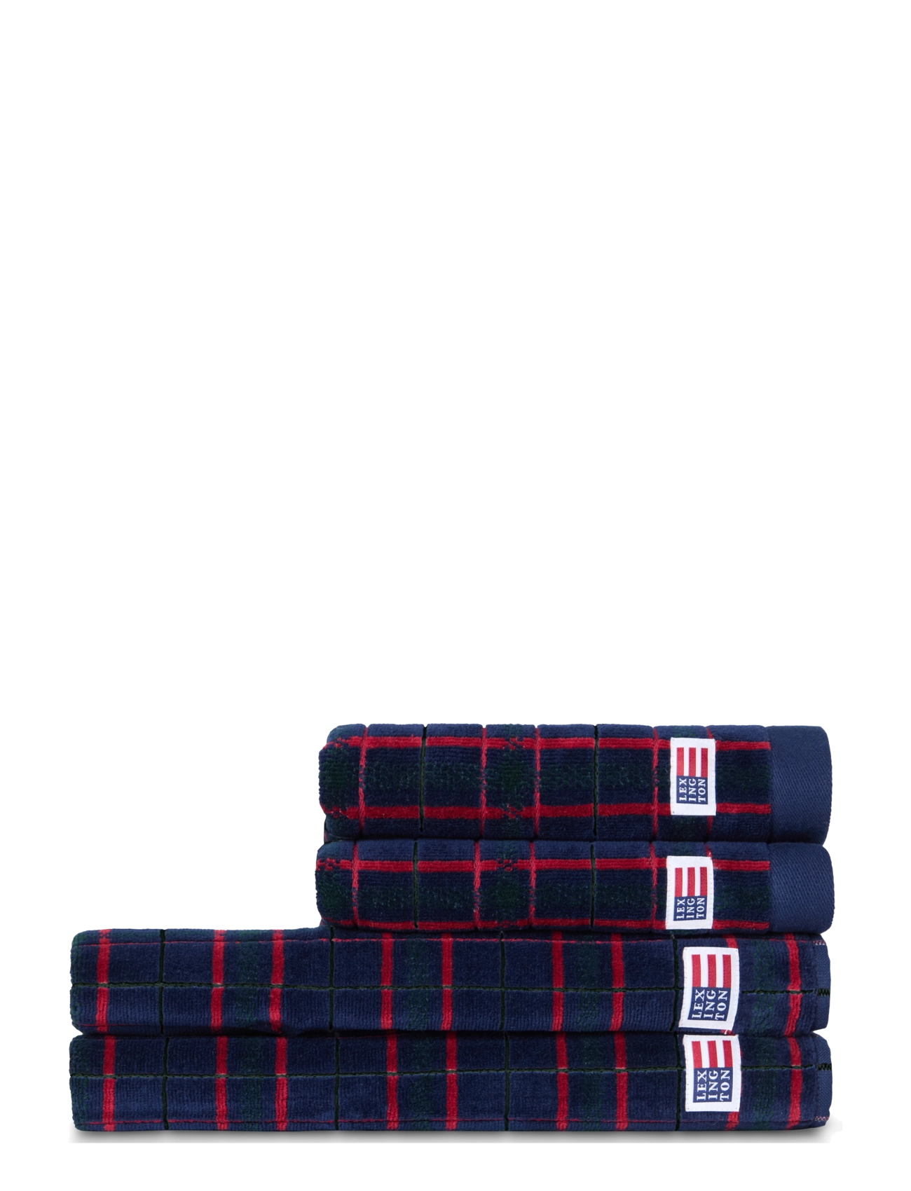 Lexington Home Navy/Green Checked Towel 50x70+70x130 set of 2+2 - Badezimmer - NAVY/GREEN/WINE / navy
