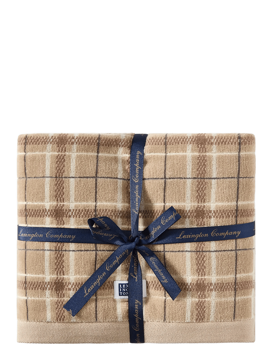 Lexington Home - Beige/Gray Checked Towel 50x70 Set of 2 - beige/gray/lt beige - 0