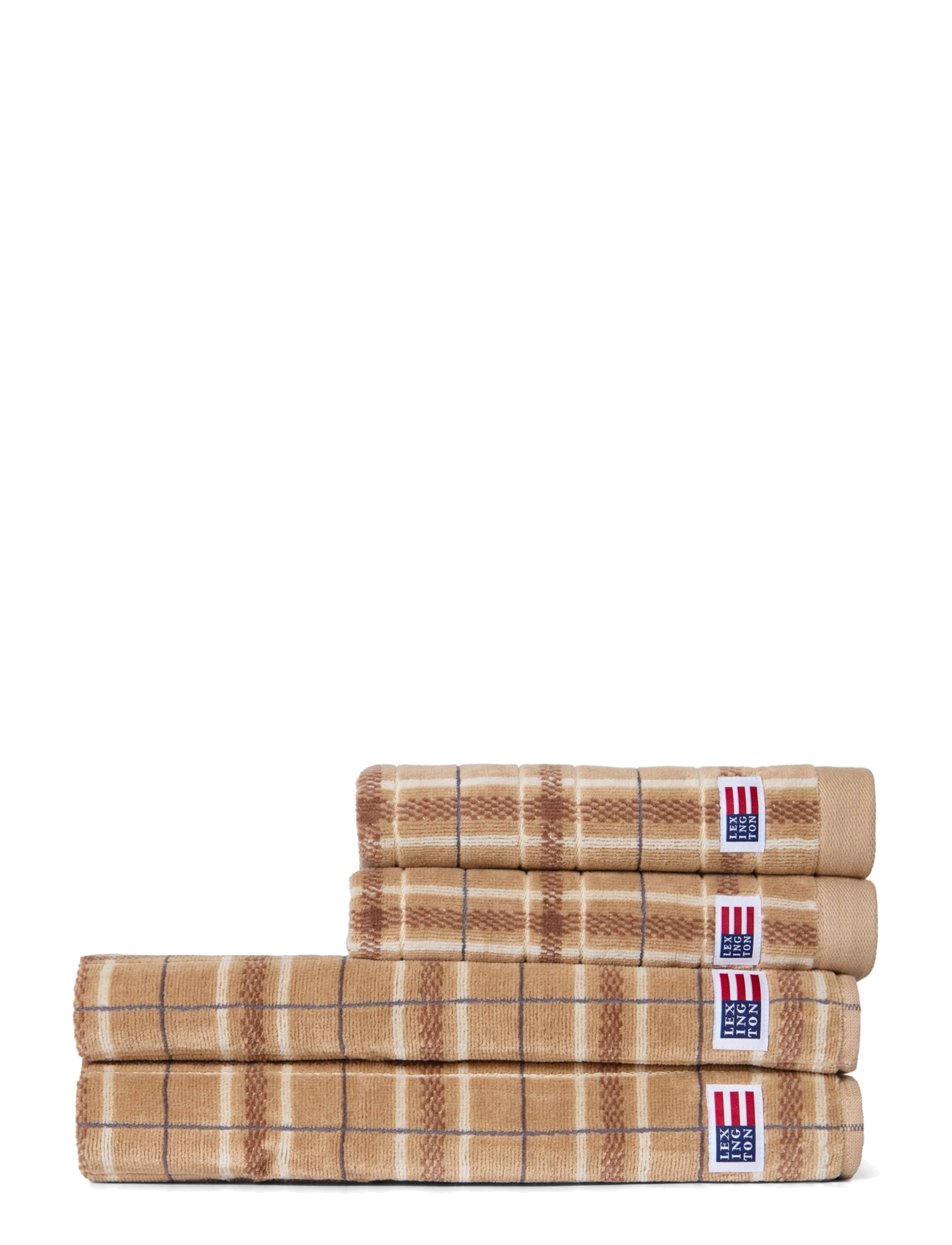 Lexington Home Beige/Gray Checked Towel 50x70+70x130 Set of 2+2 - Badezimmer - BEIGE/GRAY/LT BEIGE / beige