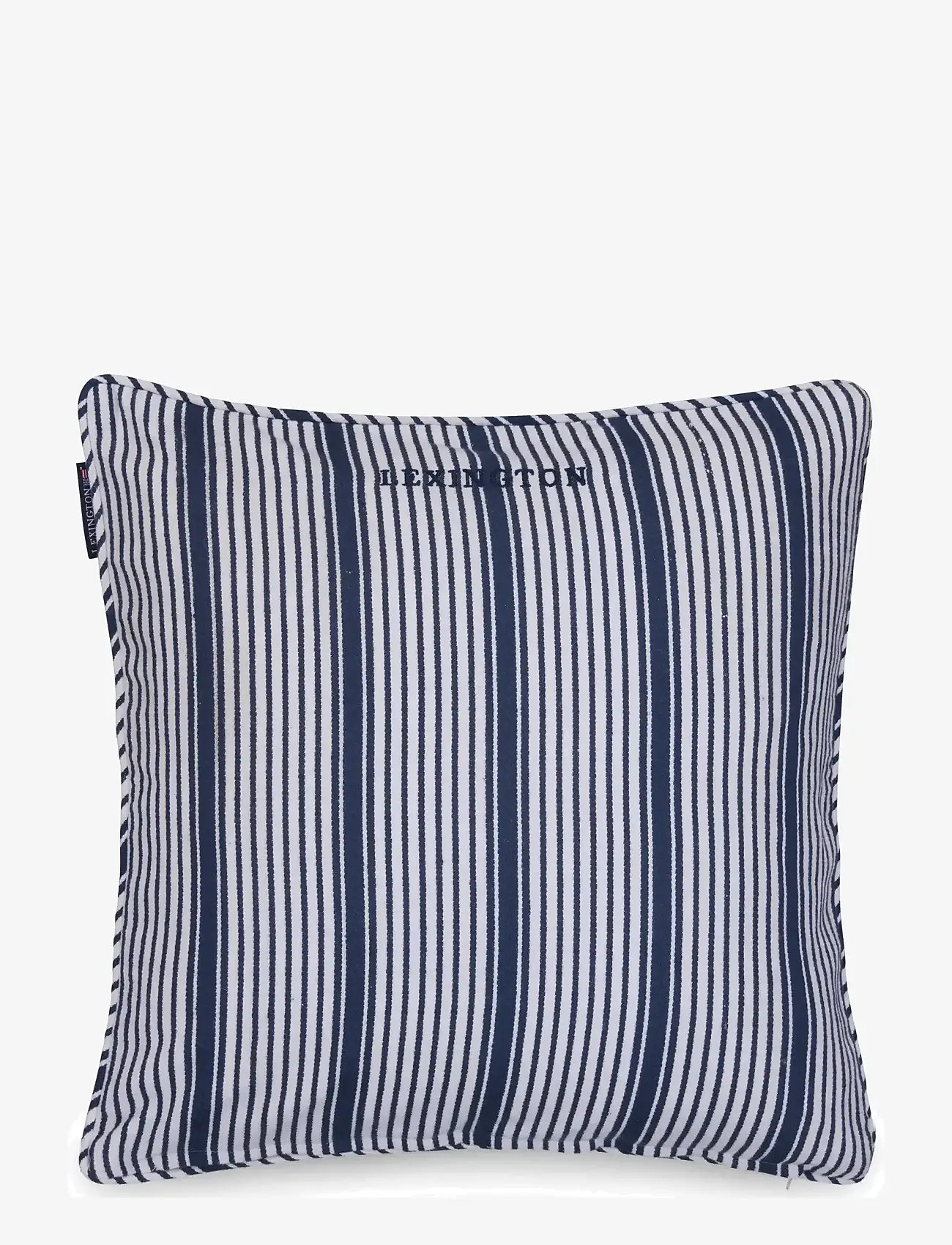 Lexington Home - Logo Organic Cotton Velvet Pillow Cover - kuddfodral - white/navy - 0