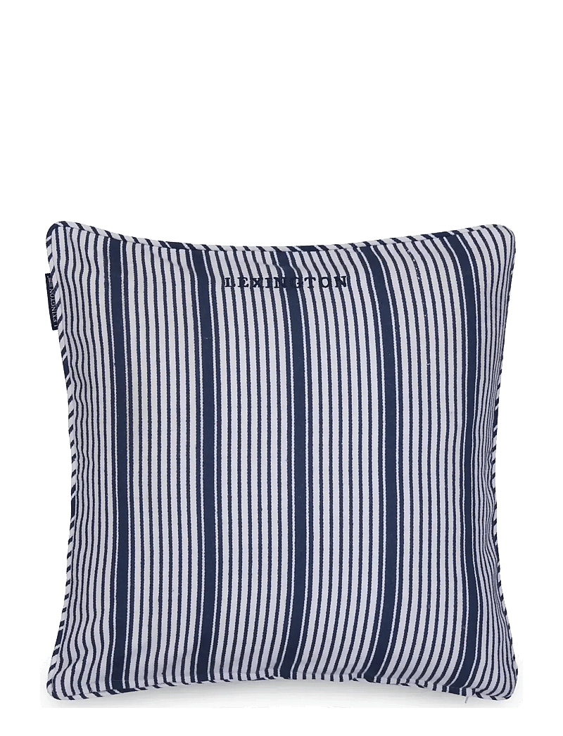 Lexington Home - Logo Organic Cotton Velvet Pillow Cover - kuddfodral - white/navy - 0
