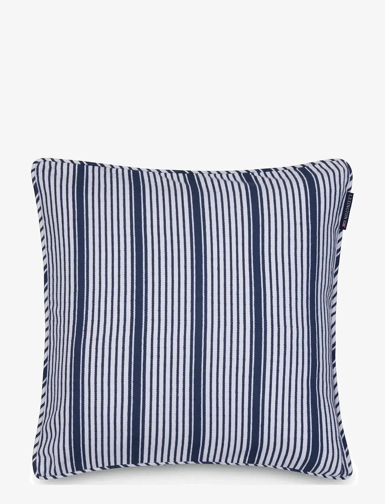 Lexington Home - Logo Organic Cotton Velvet Pillow Cover - kuddfodral - white/navy - 1