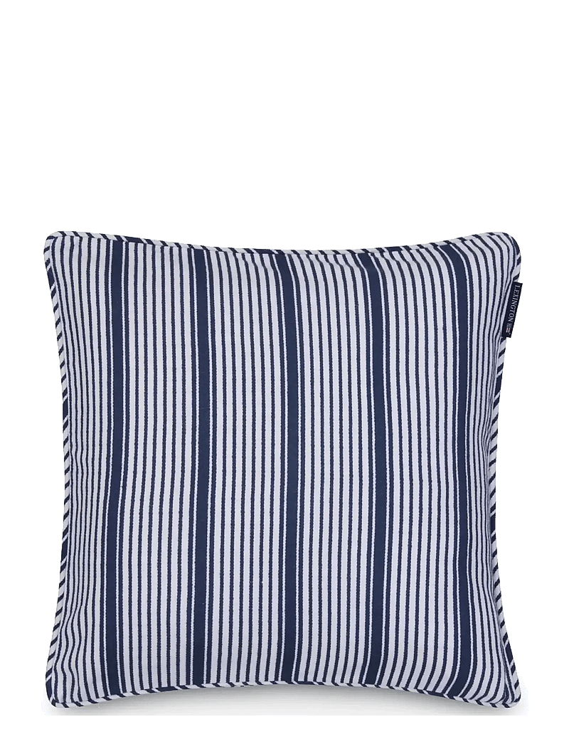 Lexington Home - Logo Organic Cotton Velvet Pillow Cover - kuddfodral - white/navy - 1