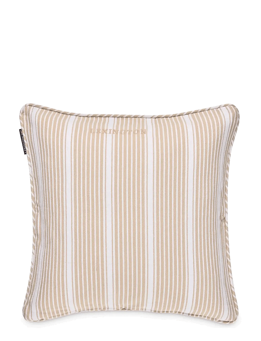 Lexington Home - Classic Striped Organic Cotton Twill Pillow Cover - kissenbezüge - beige/white - 0