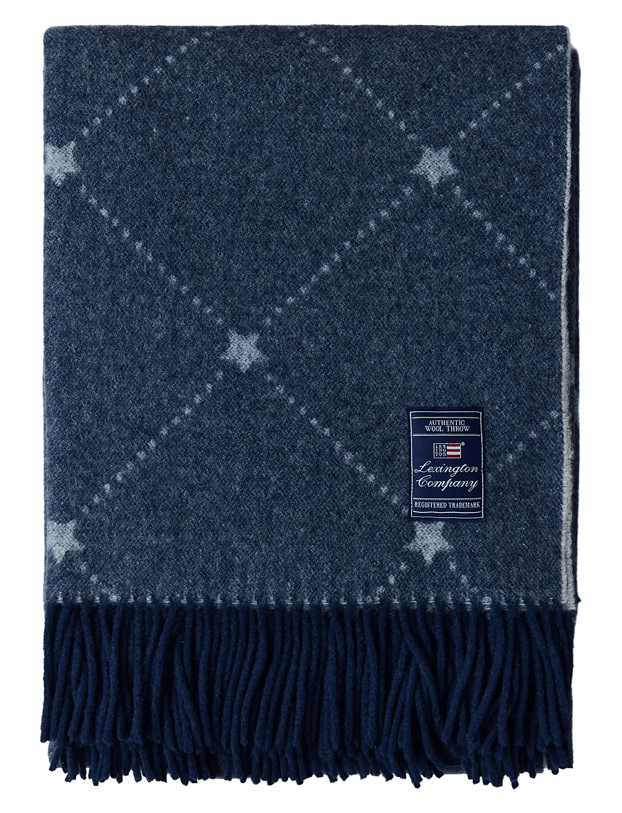 Lexington Home - Signature Star Recycled Wool Throw - pleedid - navy/white - 1