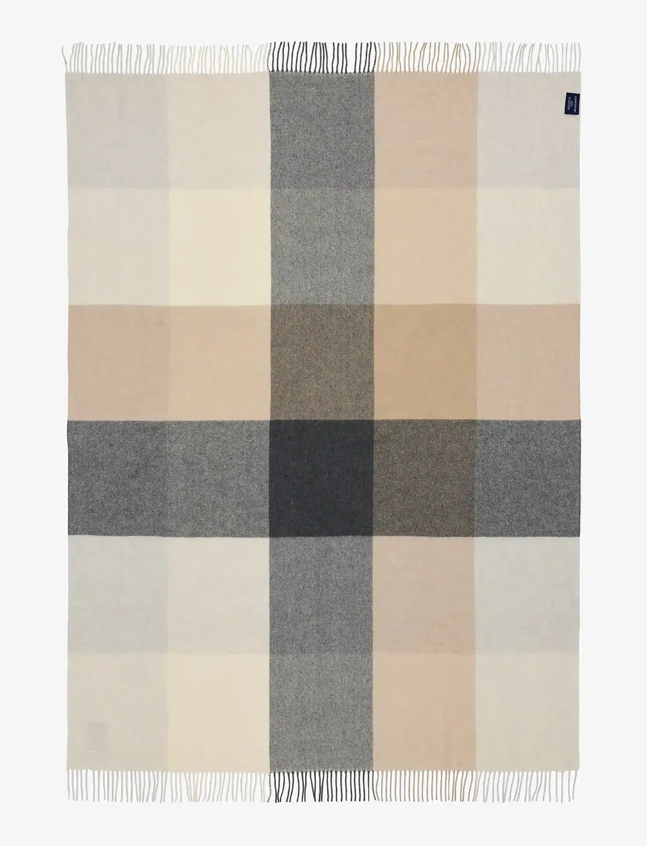 Lexington Home - Checked Recycled Wool Throw - blankets & throws - white/beige/gray - 1