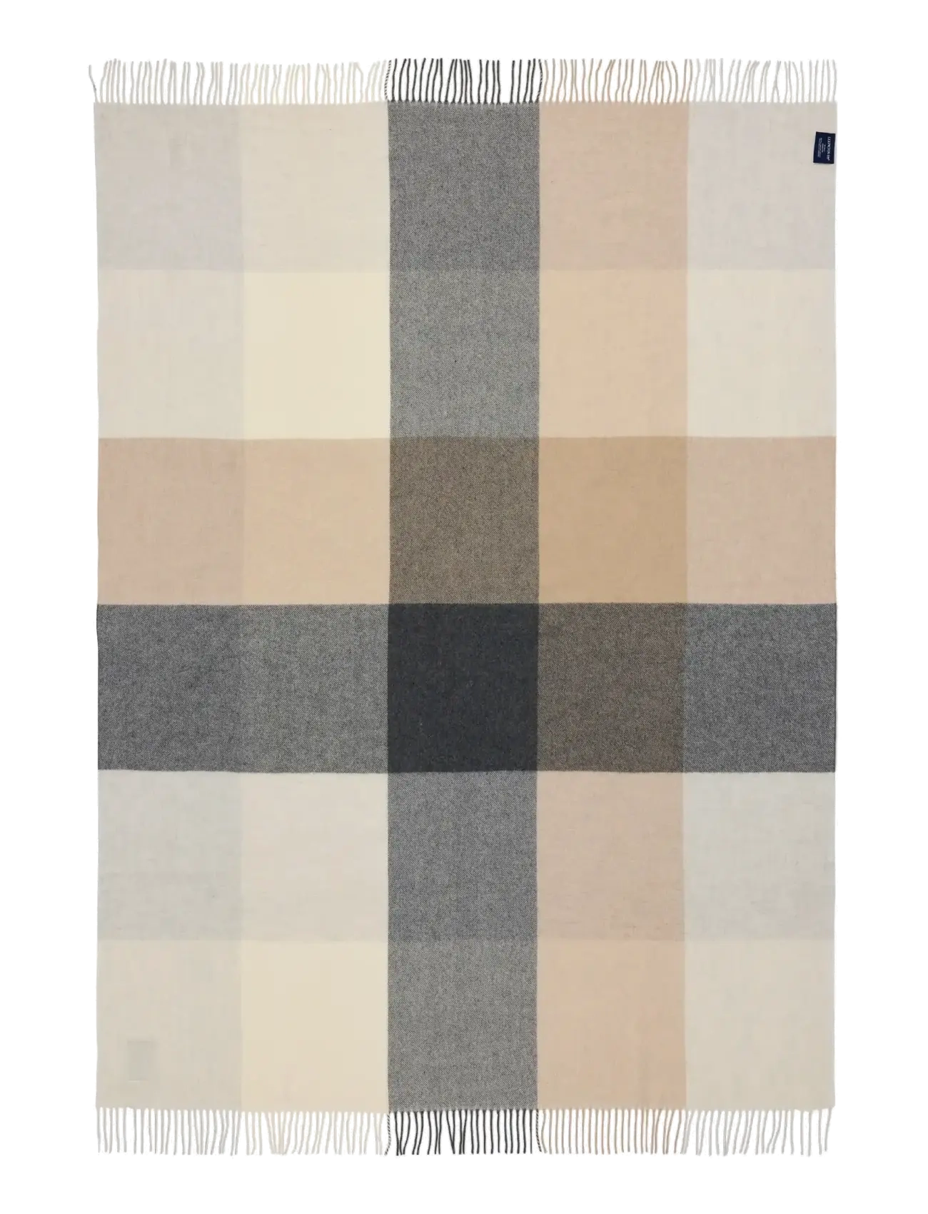 Lexington Home - Checked Recycled Wool Throw - outdoor textiles - white/beige/gray - 1