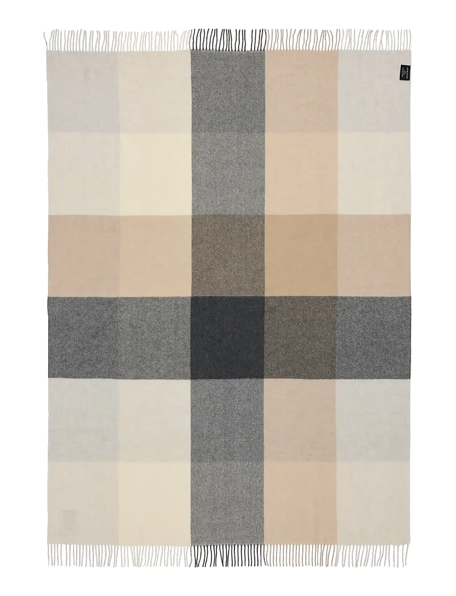 Lexington Home - Checked Recycled Wool Throw - pleedid - white/beige/gray - 1