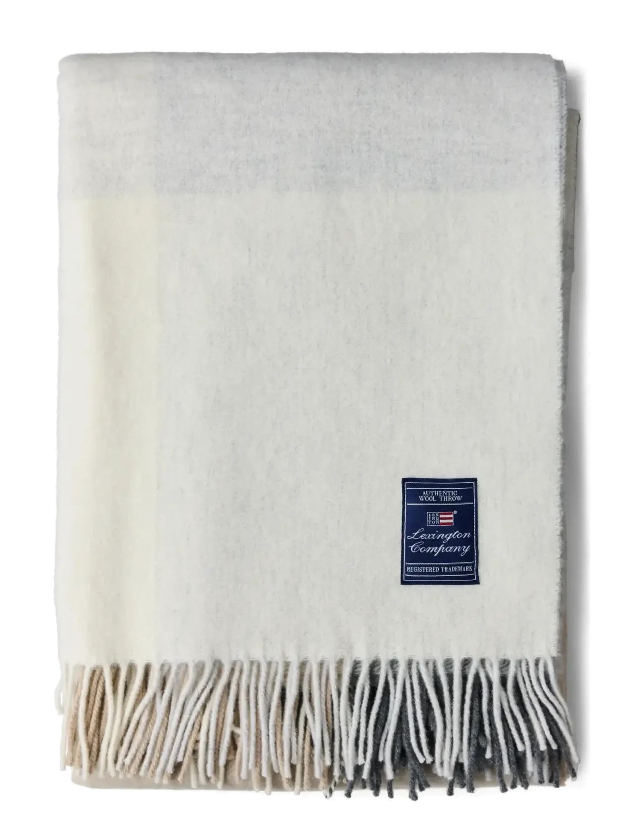 Lexington Home Checked Recycled Wool Throw - Textíll - WHITE/BEIGE/GRAY / beige
