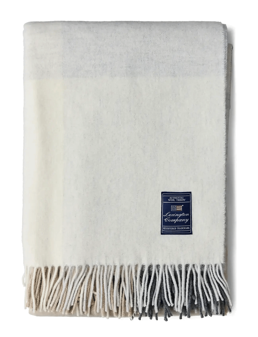 Lexington Home - Checked Recycled Wool Throw - pleedid - white/beige/gray - 0
