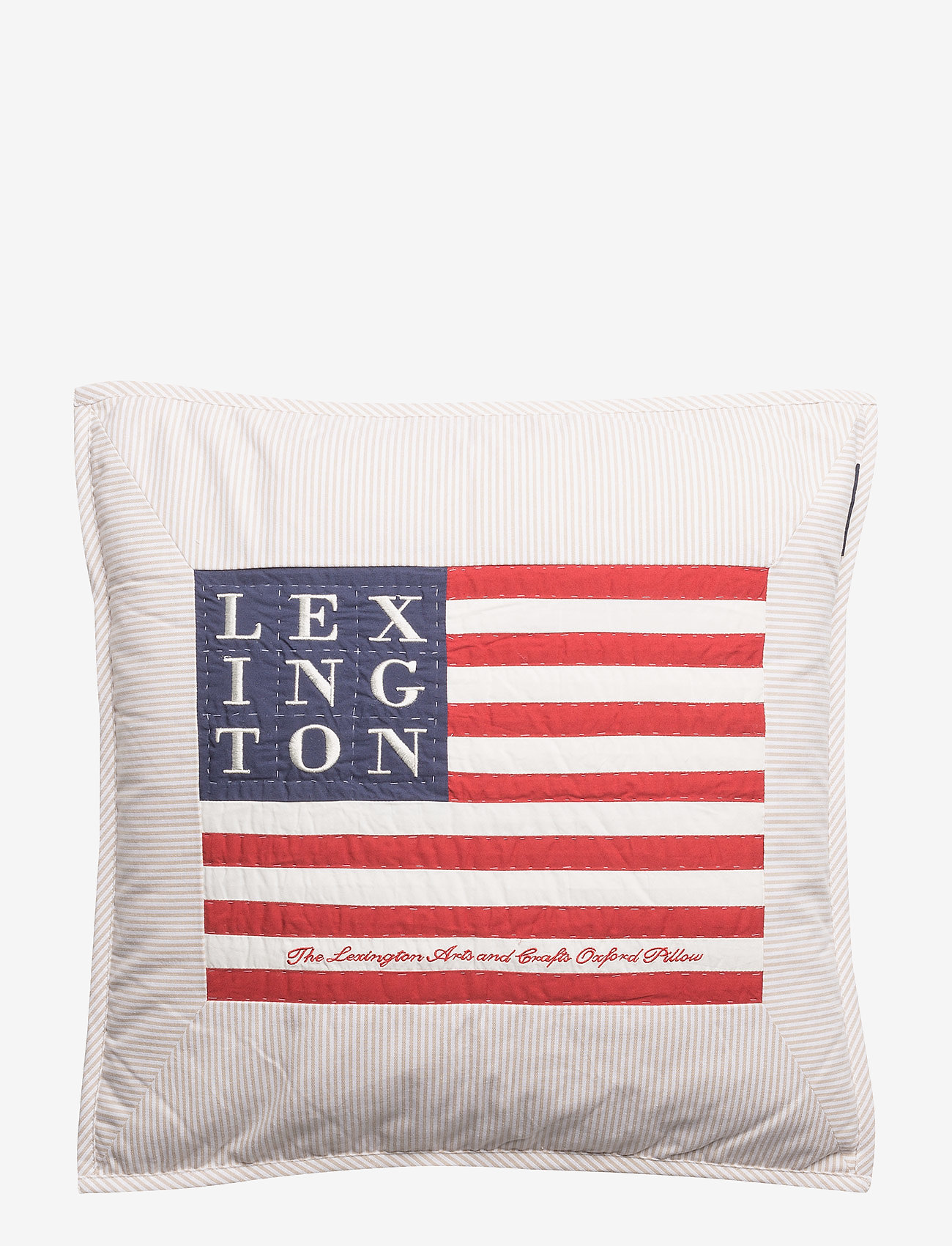 Lexington Home Logo Art & Crafts Sham - Pudebetræk - BEIGE/WHITE / blue