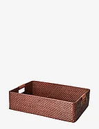 Rattan Basket with Leather - BROWN