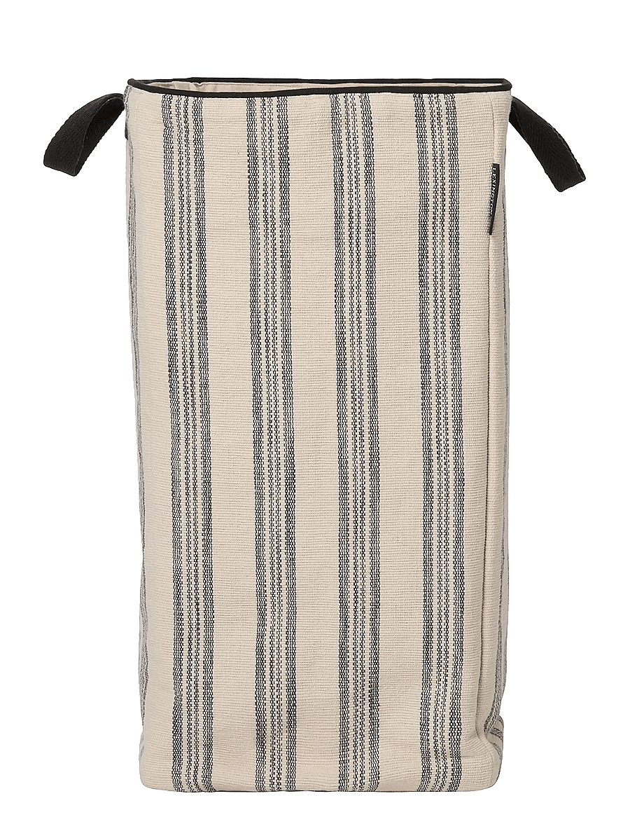 Lexington Home - Striped Org Cotton Canvas Laundry Basket - pesukorvid - beige/black - 0
