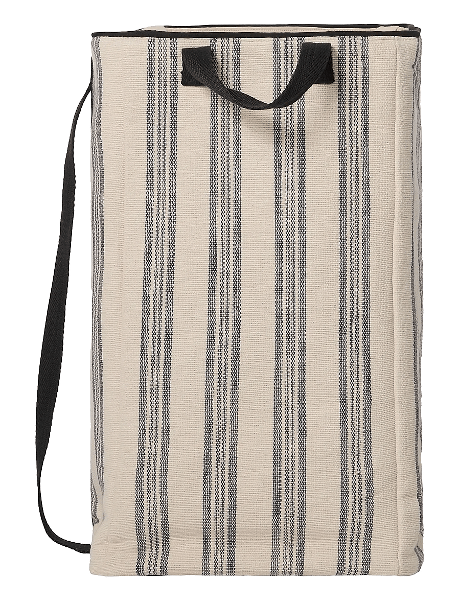 Lexington Home - Striped Org Cotton Canvas Laundry Basket - pesukorvid - beige/black - 1