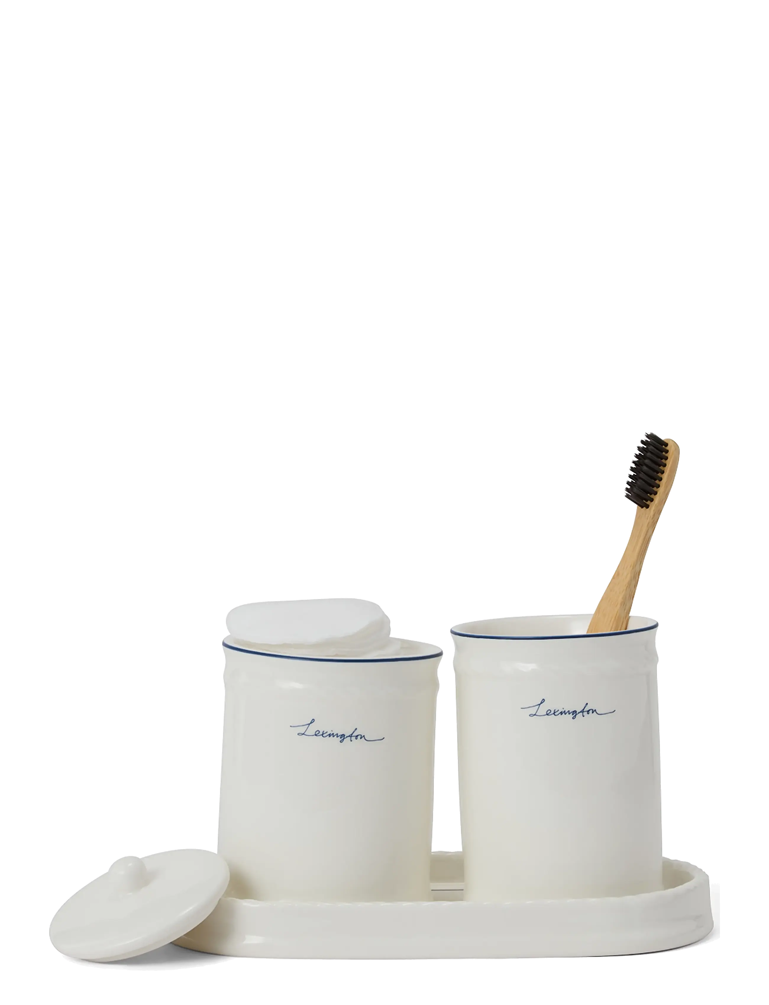 Lexington Home - Lexington Porcelain Toothbrush Mug - white/dk blue - 1