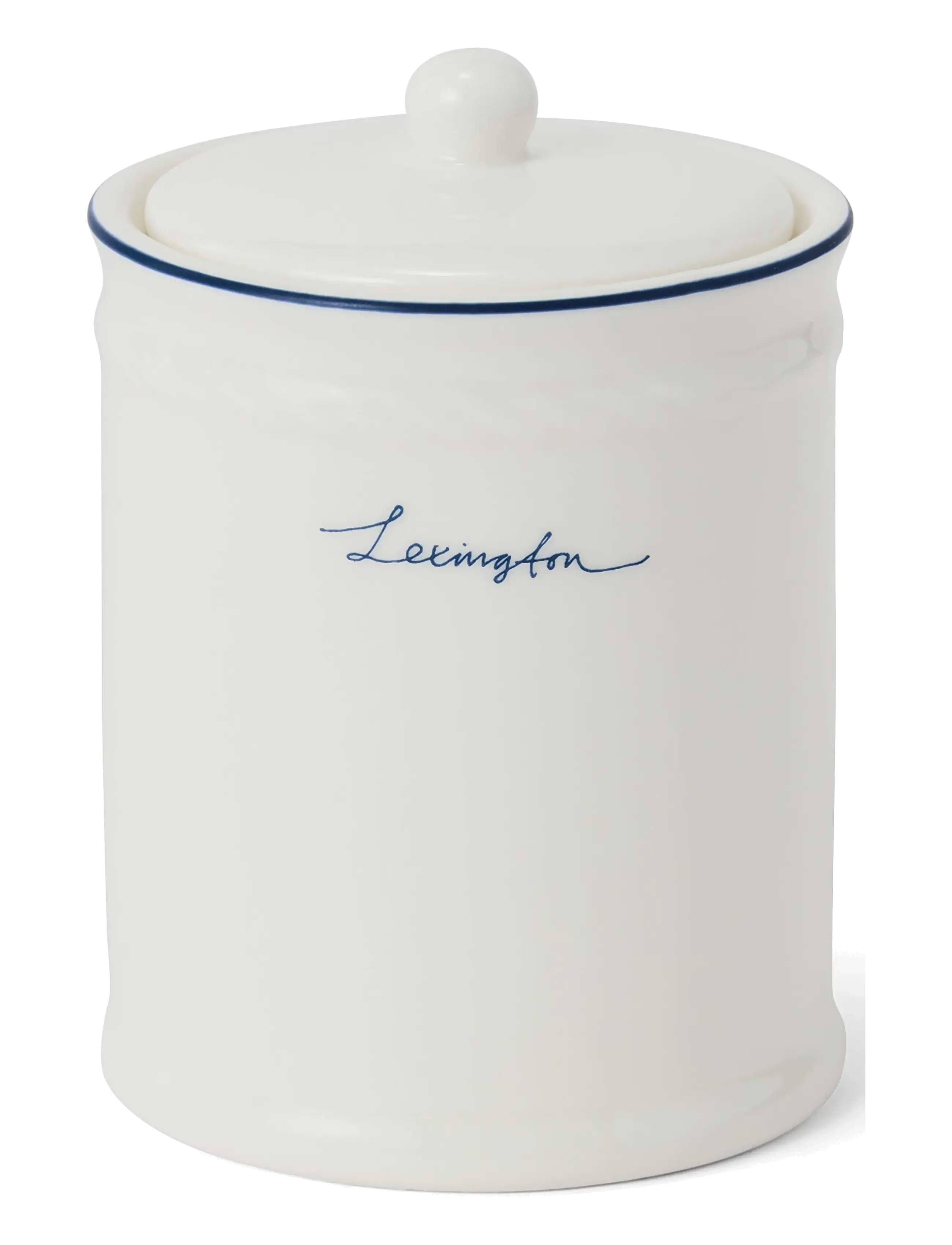 Lexington Home Lexington Porcelain Cotton Pad Holder - Bathroom - WHITE/DK BLUE / white