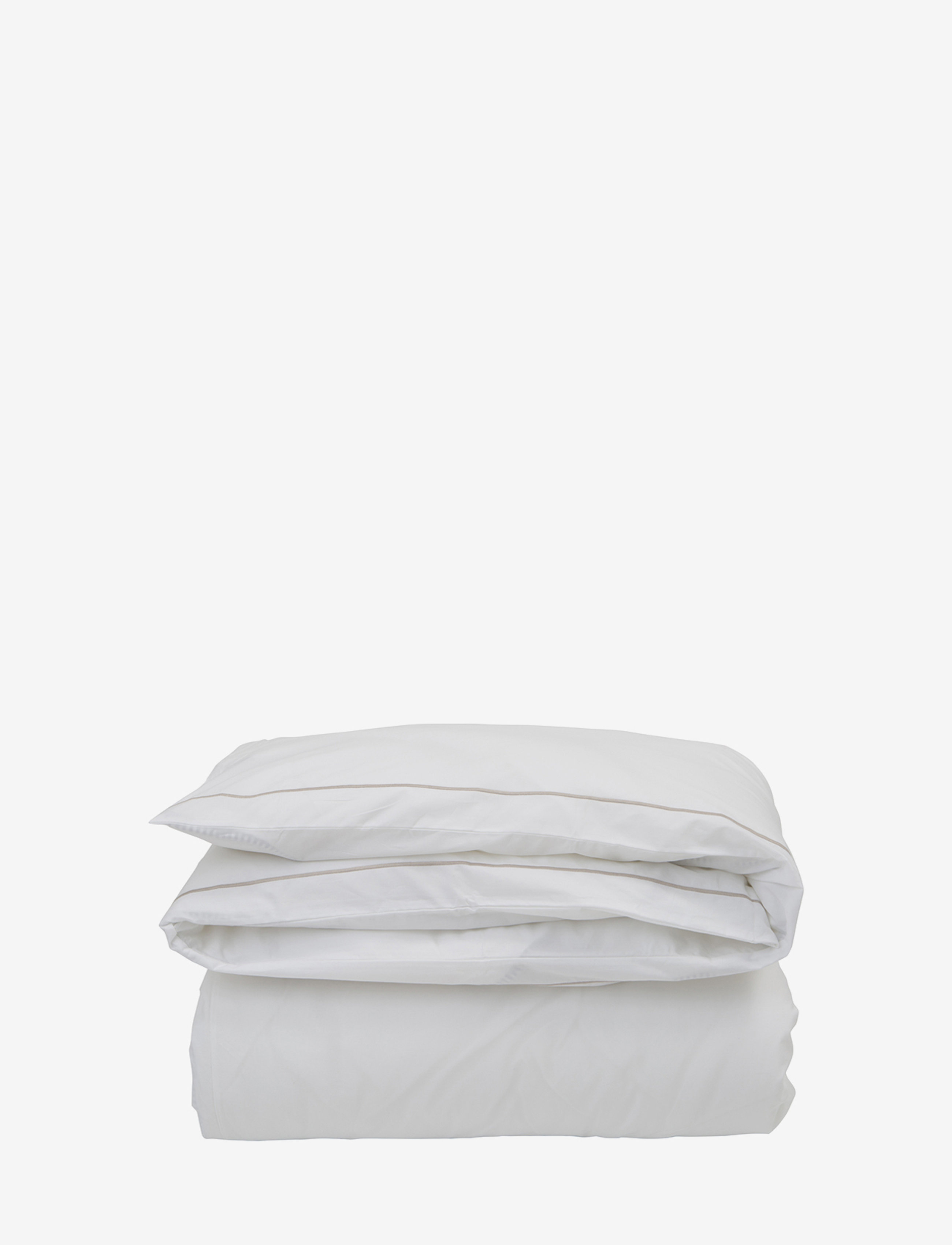 Hotel Percale White/Lt Beige Duvet - WHITE/LT BEIGE
