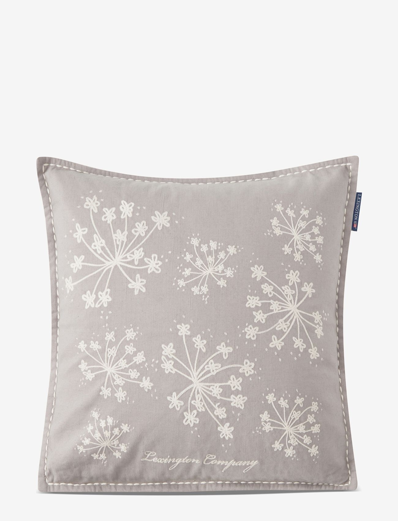 Lexington Home - Flower Embroidered Linen/Cotton Pillow Cover - dekoratīvas spilvendrānas - gray/white - 0