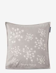 Flower Embroidered Linen/Cotton Pillow Cover - GRAY/WHITE