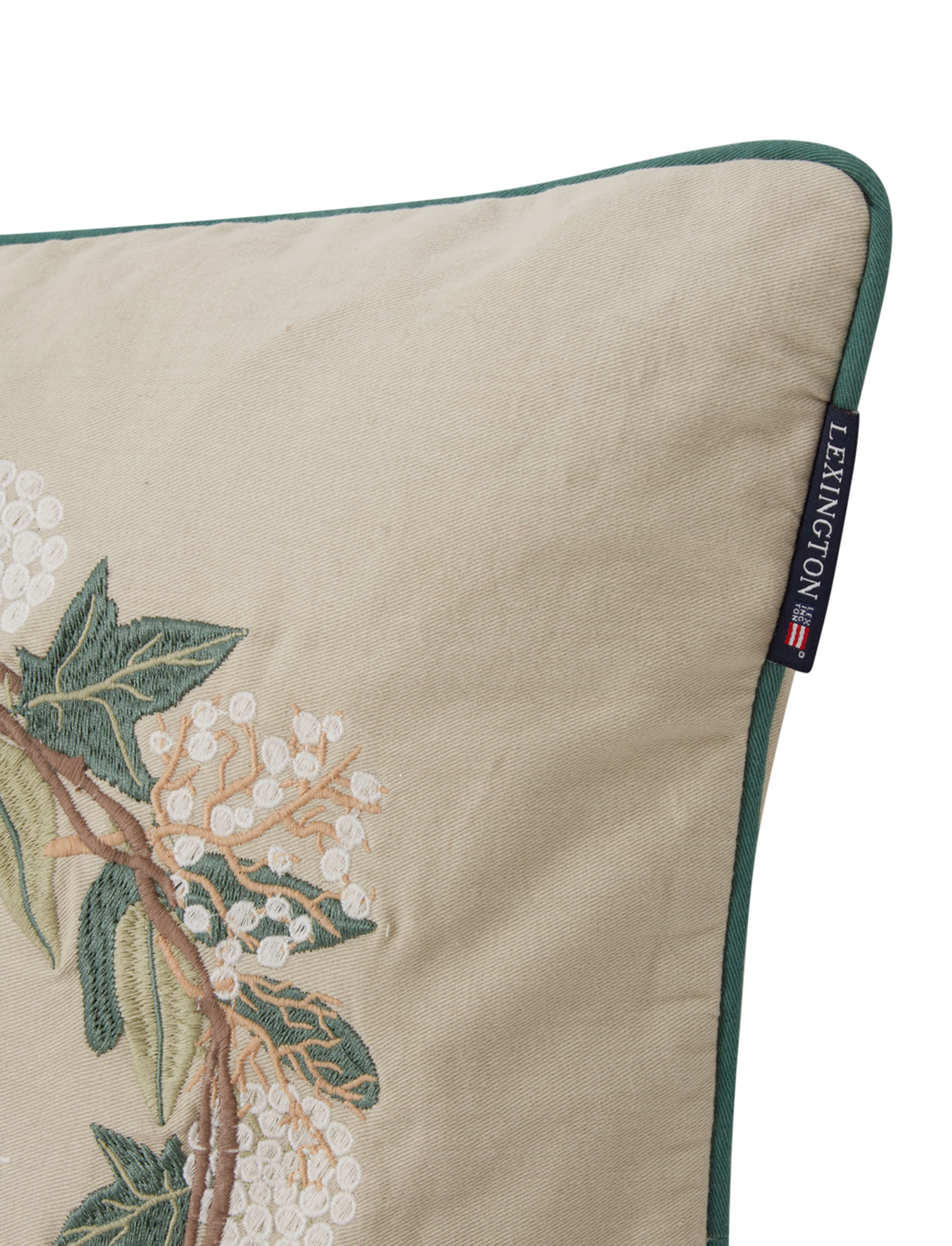 Lexington Home - Wreath Logo Organic Cotton Twill Pillow Cover - beige/green - 2