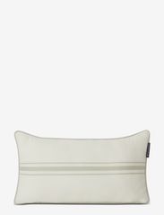 Small Center Striped Organic Cotton Twill Pillow - WHITE/GRAY-GREEN