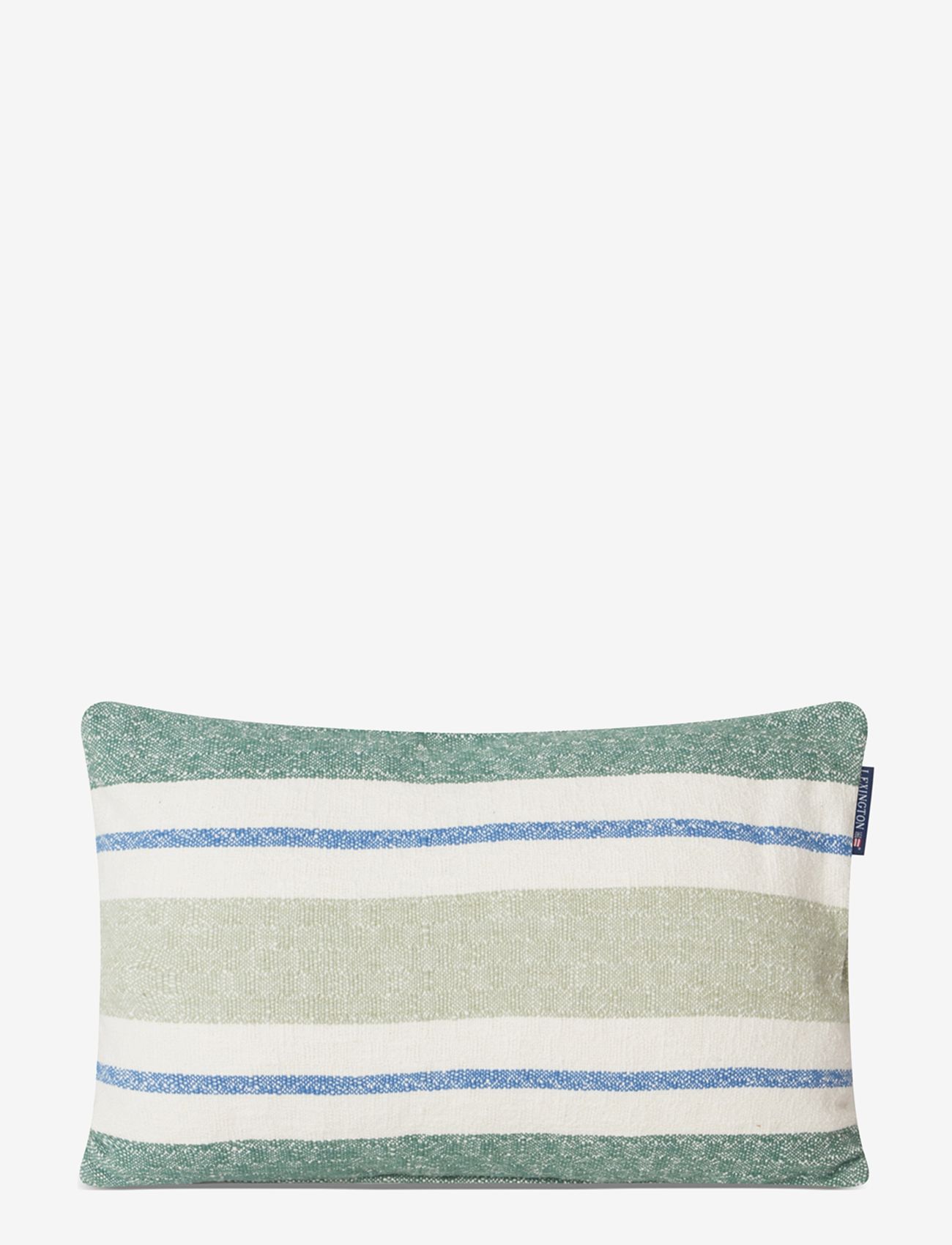 Lexington Home - Irregular Striped Organic Cotton Pillow - kuddfodral - green/blue/white - 0