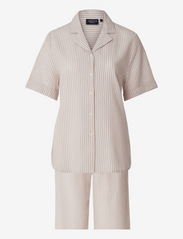 Lauren Organic Cotton Seersucker Pajama Set - BEIGE/WHITE
