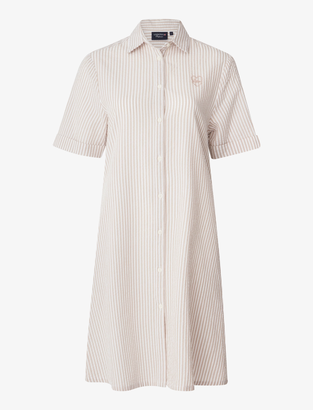 Lexington Home Hailey Organic Cotton Seersucker Nightshirt - Nachthemden - BEIGE/WHITE / beige
