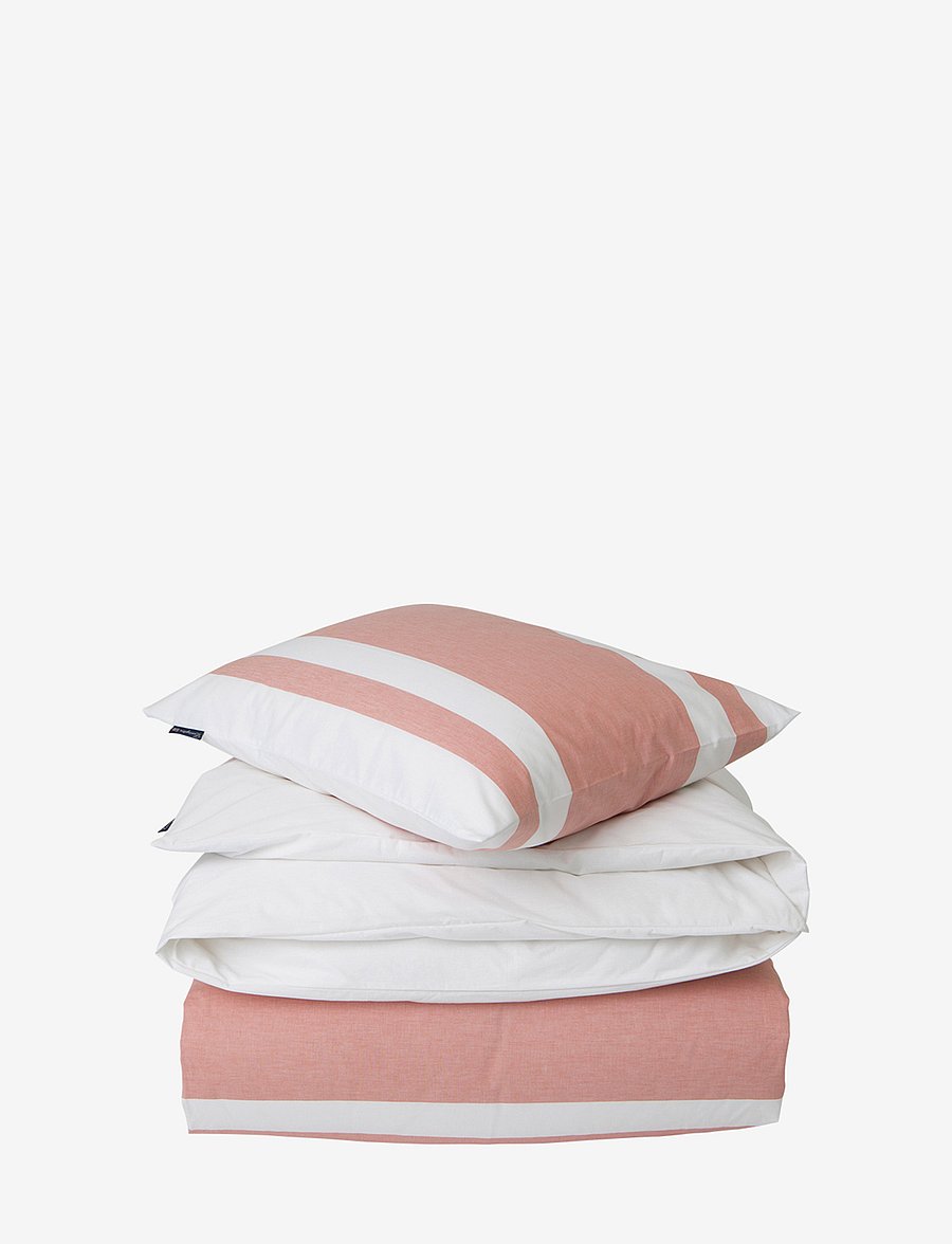 Lexington Home - Apricot Horizontal Striped Poplin Set - voodiriiete komplektid - white/apricot - 0