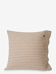 Striped Cotton Flannel Pillowcase - BEIGE/WHITE