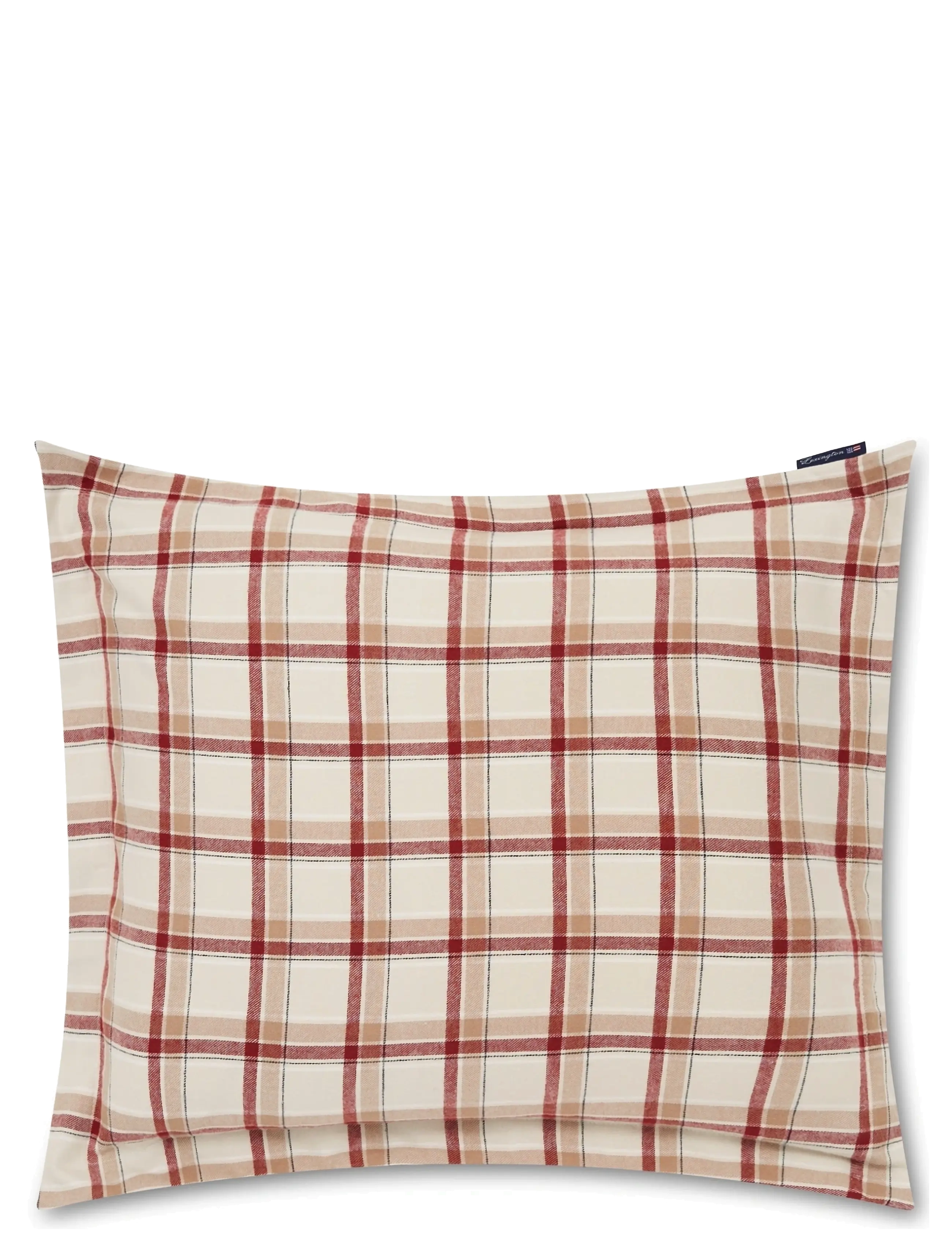 Lexington Home Checked Cotton Flannel Pillowcase - Soveværelsestekstiler - BEIGE/RED / red