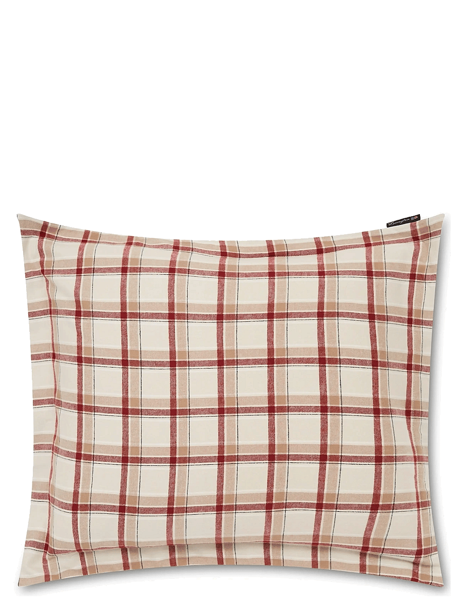 Lexington Home - Checked Cotton Flannel Pillowcase - beige/red - 0
