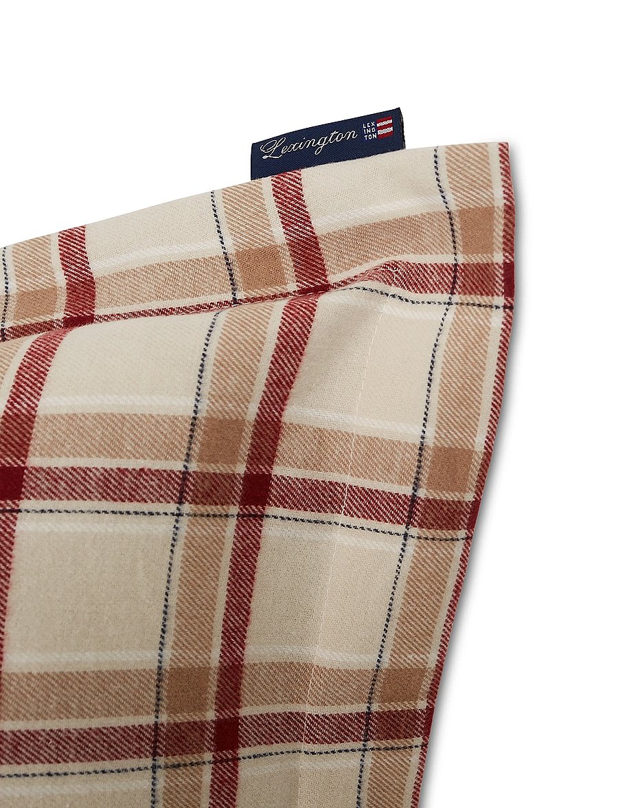 Lexington Home - Checked Cotton Flannel Pillowcase - beige/red - 2
