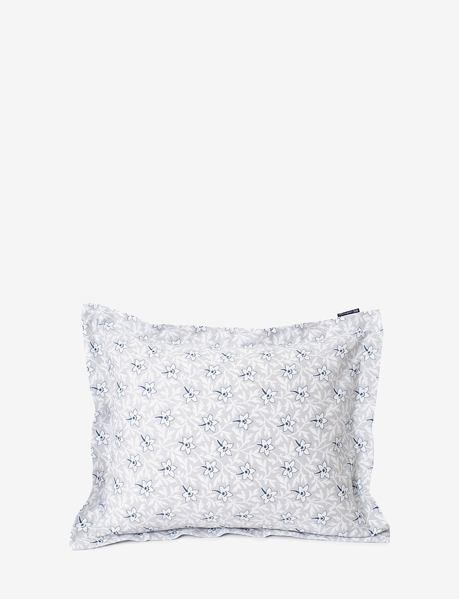 Lexington Home - LtGray/Blue Flower Print Cotton Sateen Pillowcase - lt. gray/blue - 0