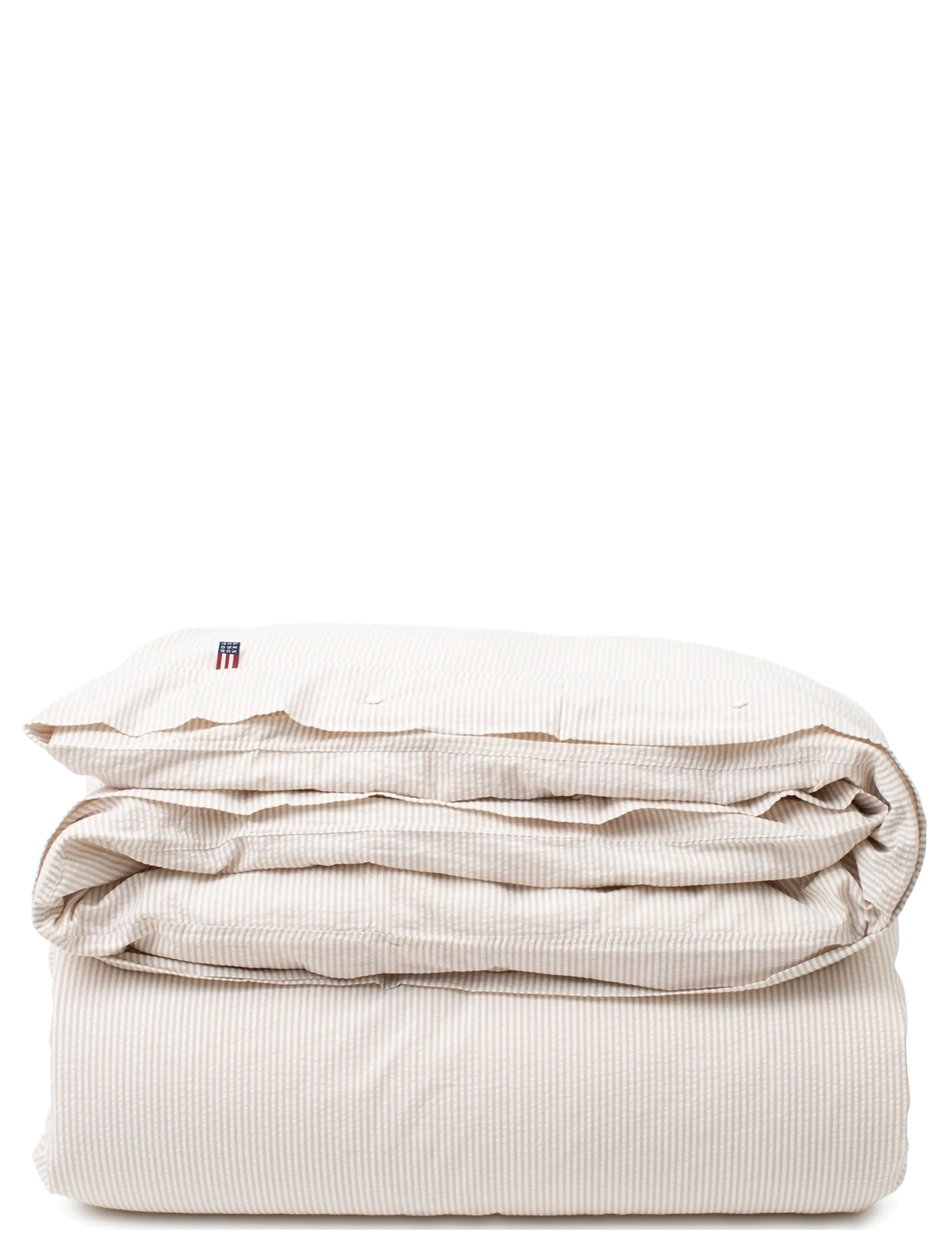 Lexington Home Beige/White Striped Cotton Seersucker Duvet Cover - Tekstiler - BEIGE/WHITE / cream